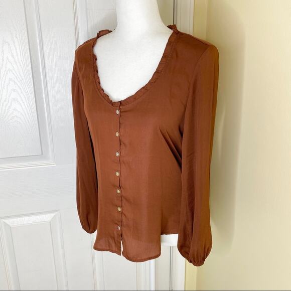 Anthro Dolan Marilyn Button Down Blouse Rust XS - Picture 3 of 9
